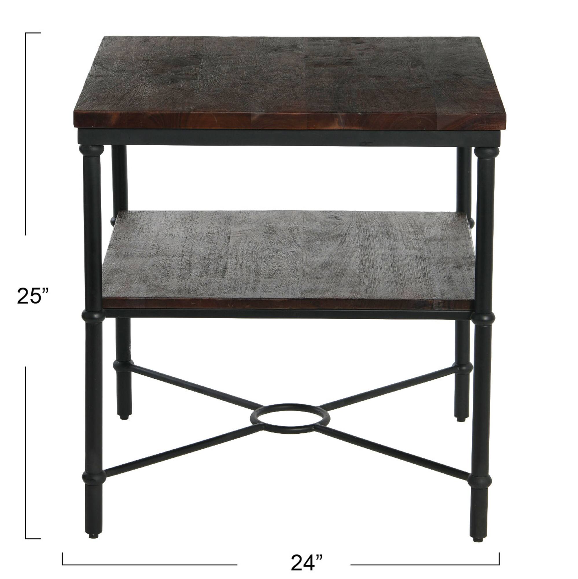 Hello Honey® 24" Saratoga Rustic Wood & Metal End Table